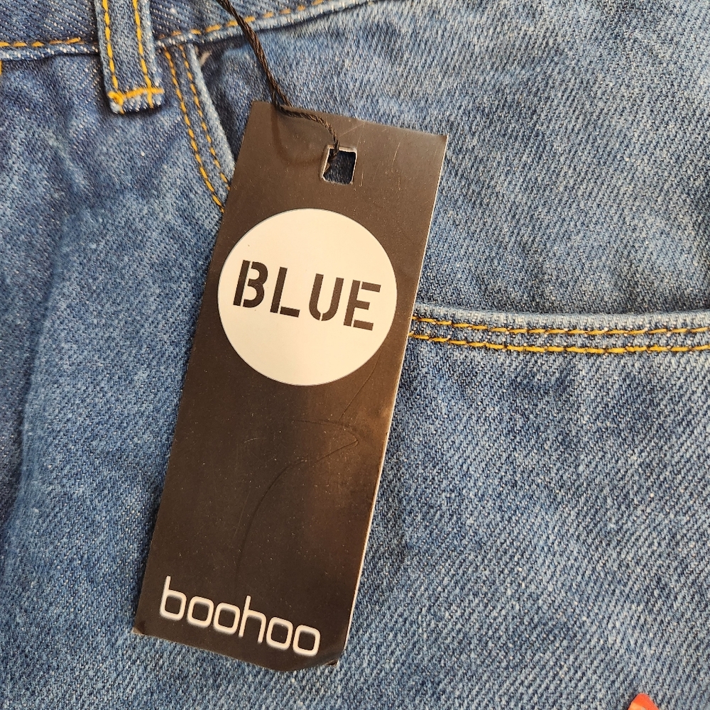 BOOHOO Women's Pants Size 6 Petite Denim Blue Mom Jeans 5 Pocket Pant NWT - Picture 4 of 6